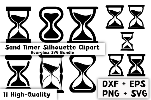 11 Hourglass Silhouette SVG Set