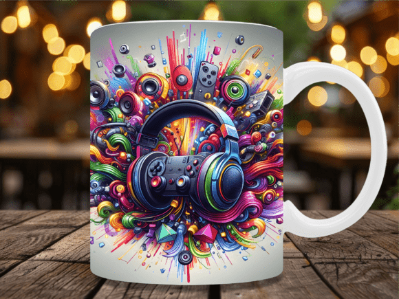 Abstract Colorful Gaming Gear Mug Wrap
