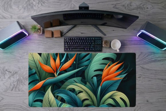 Abstract Plant Leaves Desk Mat PNG: A Stylish and Functional Workspace Upgrade