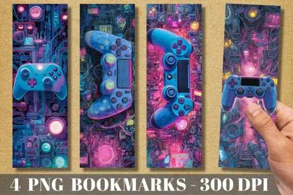 Aesthetic Blue Gaming Tech Bookmark
