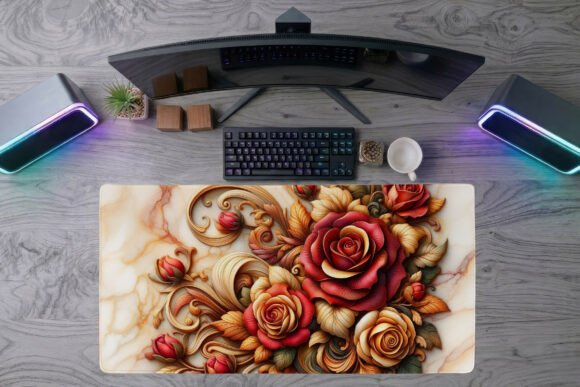 Autumn Roses Desk Mat PNG: Elevate Your Workspace with Style and Function
