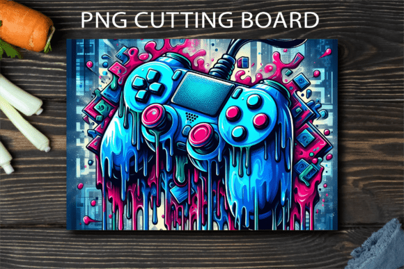 Blue Drip Glitch Gaming Cutting Board