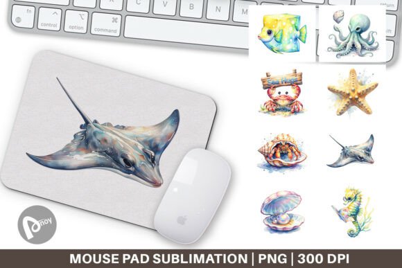 Boho Ocean Nursery Animal Mouse Pad PNG: A Stylish Addition to Your Workspace