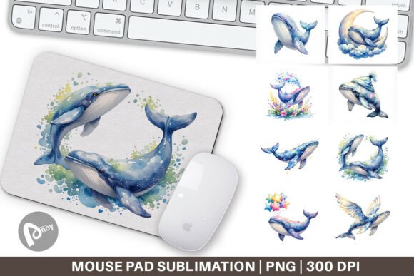 Celestial Whale Moon Star Mouse Pad PNG: Enhance Your Workspace with Creative Design