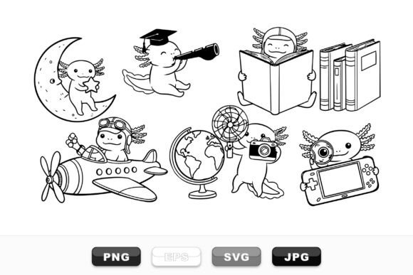 Cute Axolotl Learning Clipart Set: A Fun and Educational Resource for All