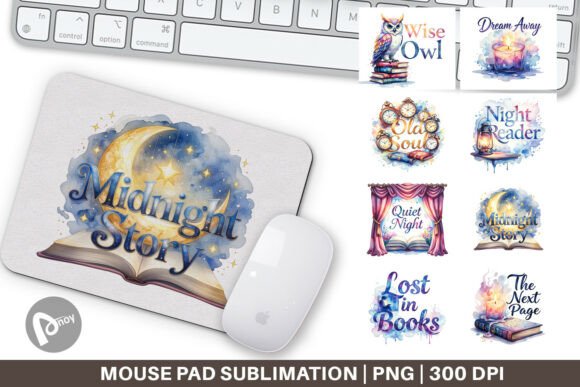 Dark Academia Night Owl Mouse Pad PNG