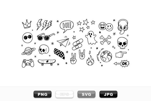 Edgy Doodle Vector Clipart Set: A Creative Powerhouse for Punk Rock Projects