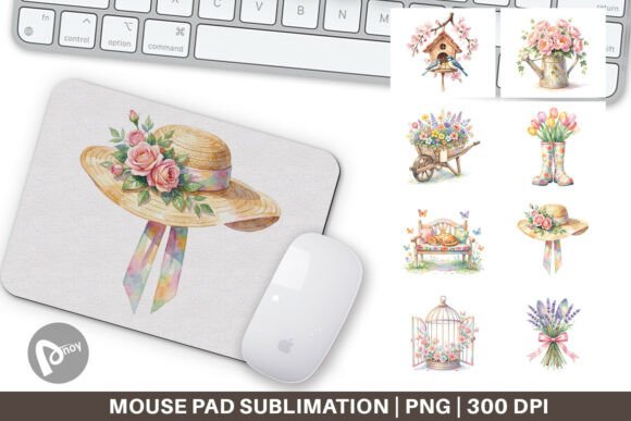 Enchanted Garden Floral Mouse Pad PNG