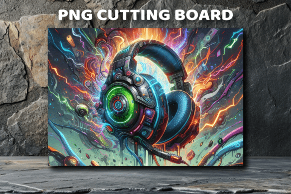 Enhance Your Custom Cutting Board Projects with the Neon Headset Gaming Cutting Board and Sublimation Design