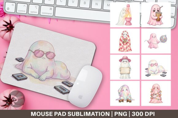 Exhausted Pink Retro Ghost Mouse Pad PNG: A Unique Blend of Aesthetics and Functionality