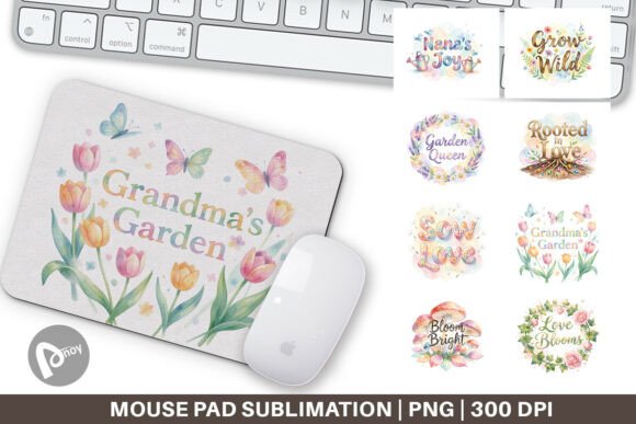 Floral Watercolor Garden Mouse Pad PNG: A Stylish Addition to Your Workspace