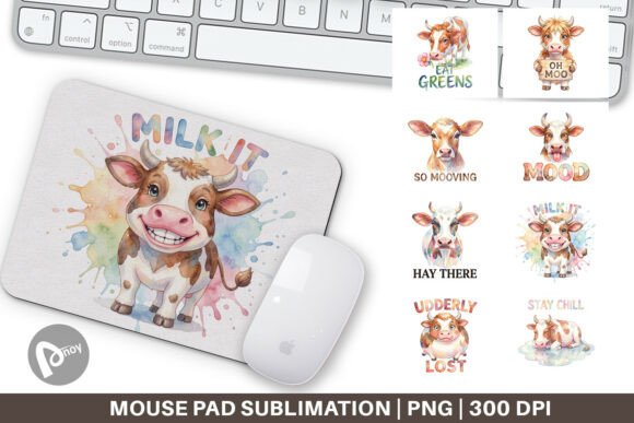 Funny Watercolor Cow Mouse Pad PNG: A Creative Touch for Your Workspace
