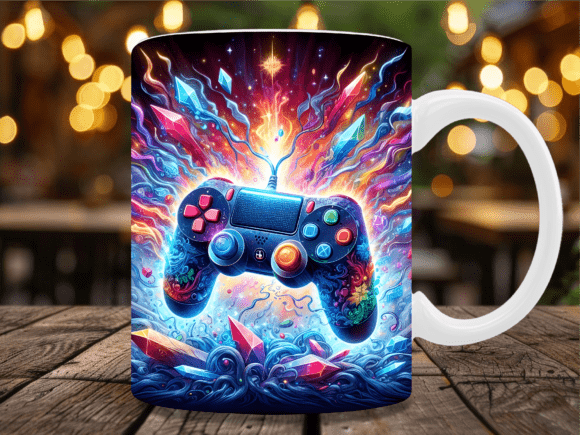 Galaxy Crystal Joystick Gaming Mug Wrap: Elevate Your Mug Designs with Professional Quality