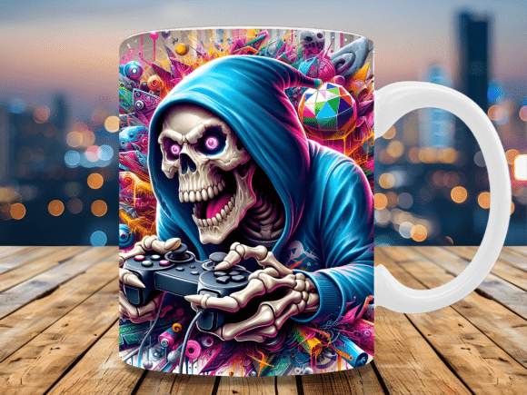 Gamer Skeleton Neon Gaming Mug Wrap: A Stylish Solution for Custom Mugs
