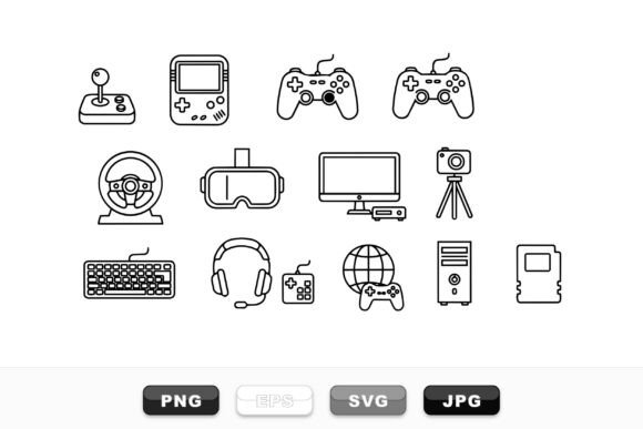 Gaming Devices Line Icon Set