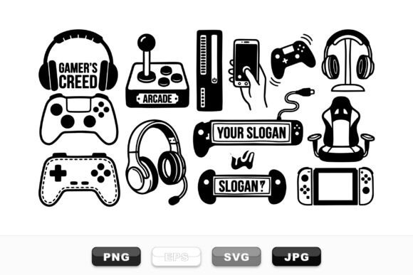 Gaming Gear Clipart Set: A Versatile Resource for Digital Designers