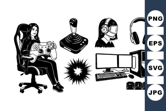 Gaming Gear Vector Set: A Minimalist Design for Every Gamer