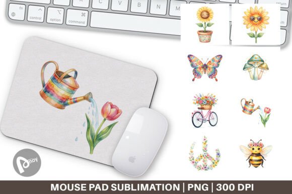 Groovy Retro Floral Garden Mouse Pad: A Stylish Addition to Your Workspace