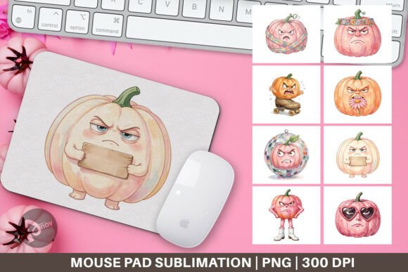 Grumpy Pink Pumpkin Mouse Pad PNG Design: A Unique Blend of Art and Functionality