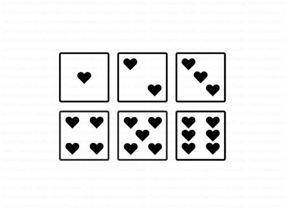 Heart Dice Outline Set SVG