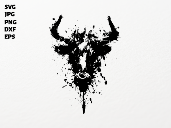 Ink Splatter Bull Head SVG for Cricut
