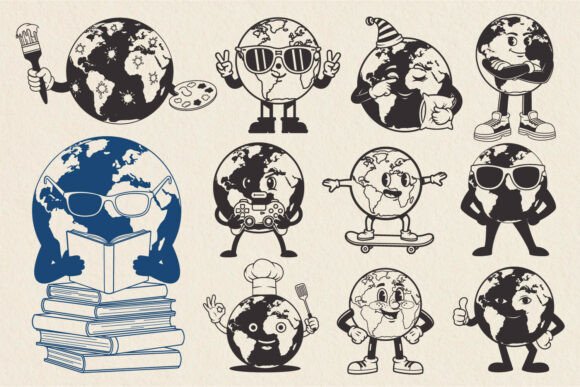 Kids Earth Day School Svg Designs and Cute Earth Character SVG Bundle