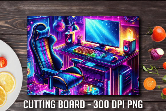 Neon Gamer Room Gaming Desk Cutting Boar: A Unique Design for Custom Projects