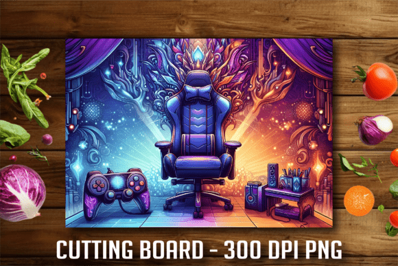 Neon Gaming Chair Setup Cutting Board: A Unique Addition to Your Kitchen