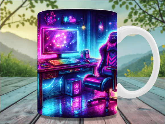 Neon Gaming Setup Room Aesthetic Mug