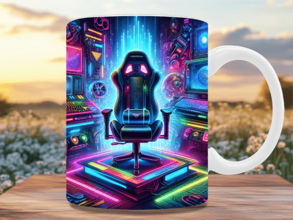 Neon Purple Futuristic Gaming Mug Wrap