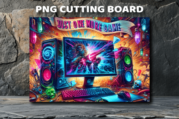 PC Gaming Desk Setup Cutting Board and Sublimation Cutting Board Design – Digital Download