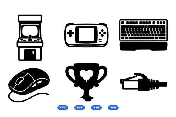 Retro Gaming Icon Clipart Set