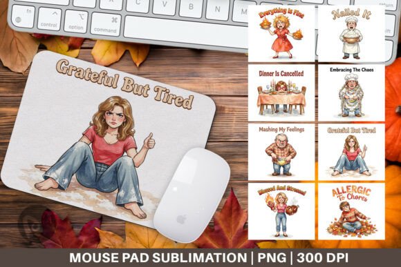 Retro Groovy Thanksgiving Mouse Pad PNG: A Stylish Addition to Your Workspace