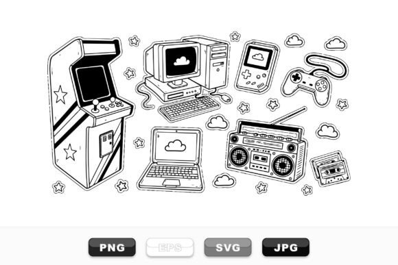 Retro Tech Sticker Clipart Pack: Nostalgia Meets Modern Creativity