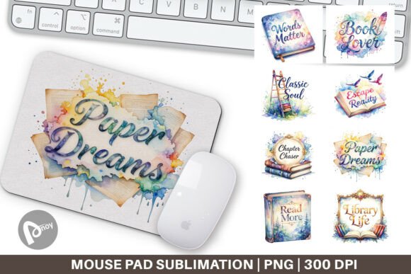 Vintage Book Watercolor Mouse Pad PNG: A Unique Blend of Style and Functionality