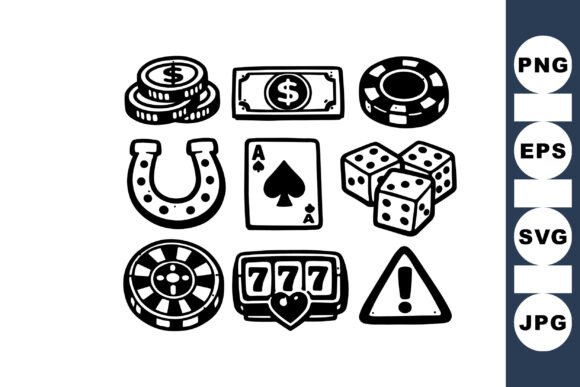 Vintage Casino Game Clipart Set