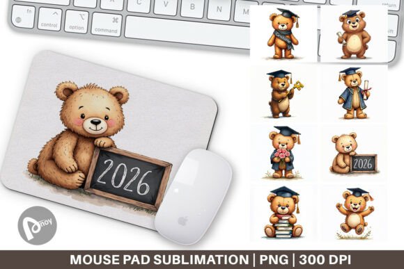 Vintage Grad Bear Mouse Pad and Sublimation Mouse Pad: Enhance Your Workspace with Style and Functionality