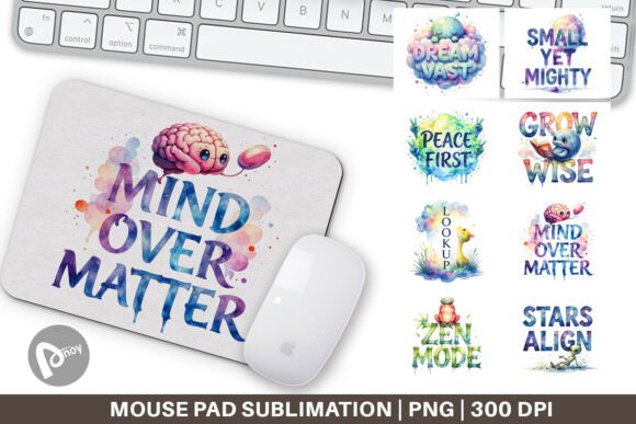 Watercolor Alien Wisdom Quote Mouse Pad