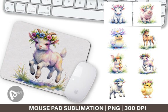 Watercolor Baby Farm Animal Mouse Pad: A Creative Addition to Your Workspace