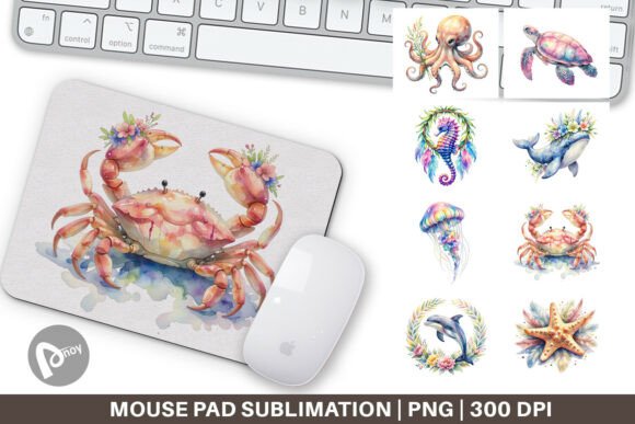 Watercolor Baby Ocean Animals Mouse Pad: A Creative Addition to Your Workspace
