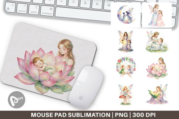 Watercolor Fantasy Fairy Mouse Pad PNG