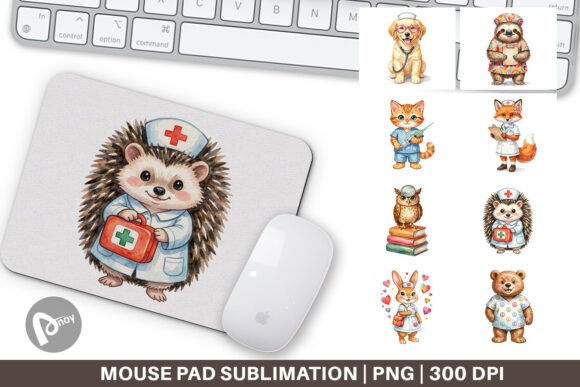 Watercolor Groovy Animal Nurse Mouse Pad: A Unique Blend of Art and Functionality