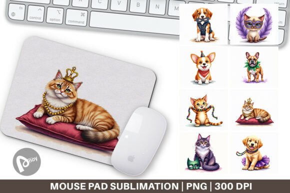 Watercolor Mardi Gras Animal Mouse Pad: A Creative Addition to Your Workspace