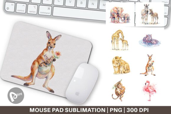Watercolor Safari Animal Mouse Pad