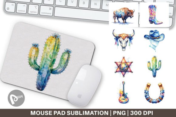 Western Leather Denim Mouse Pad Design