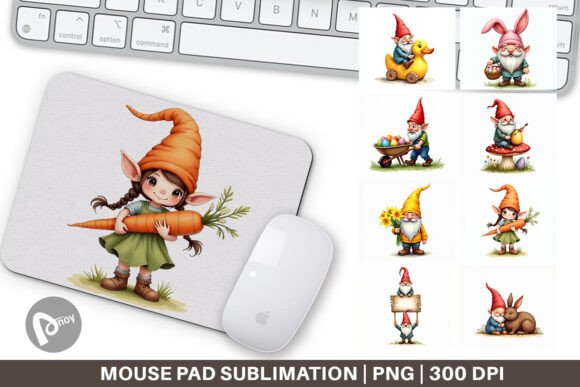 Whimsical Easter Gnome Mouse Pad